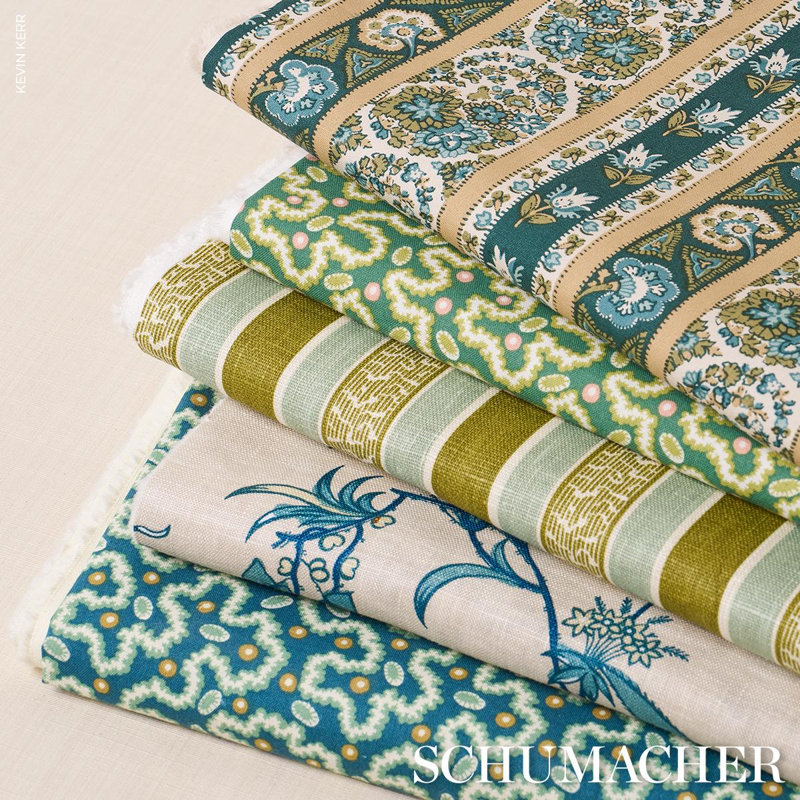 Apolline Botanical Fabric, Ciel/Marine