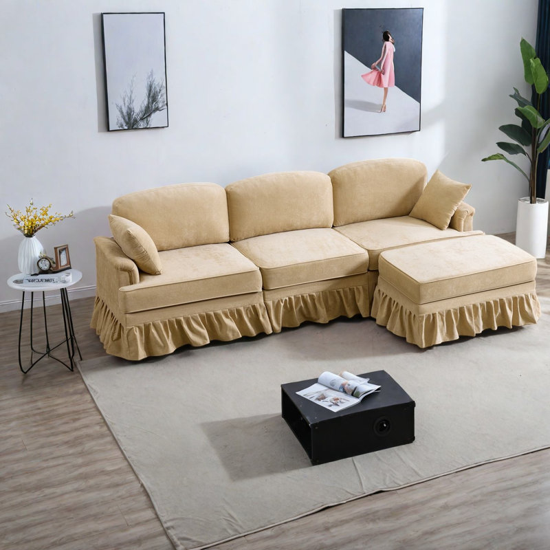 Canapé modulaire multifonctionnel en forme de L pour la maison 103,15 po Chenille