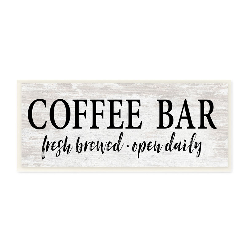 «Coffee Bar», plaque murale ouverte à motif de grain rustique par lettrage et doublure