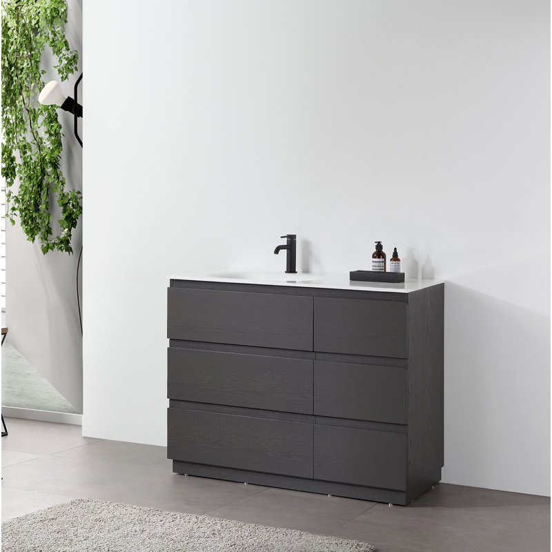 Ensemble de meuble-lavabo simple 42 po Arla, Gris anthracite