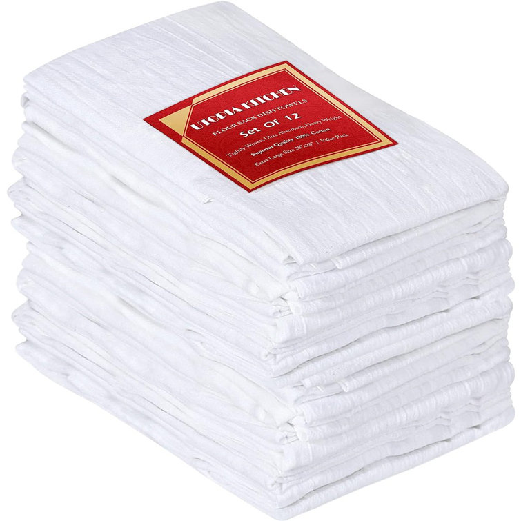 Pack Of 12 Terry 100% Cotton Tea Towels Set Dish Cloths Kitchen