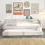 Lit plateforme tapissier beige avec lit gigogne simple - bois, sans sommier pour une chambre à coucher moderne-1807762587