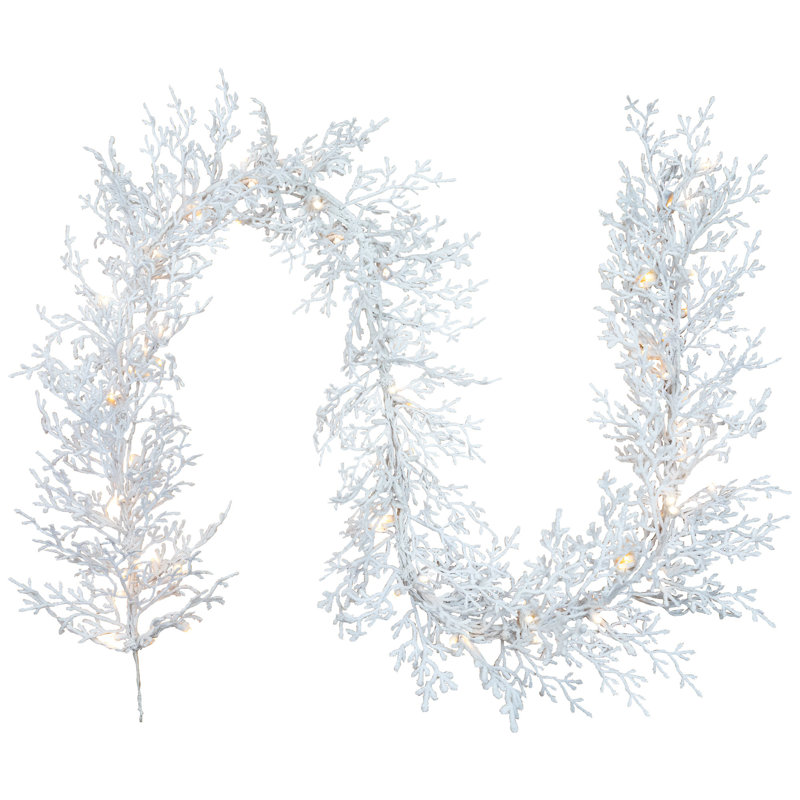 Guirlande de Noël pré-éclairée avec brindilles artificielles - 9 pi x 14 po - DEL blanc chaud