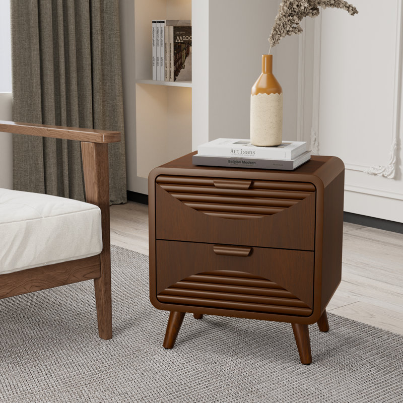 19.3" W Fluted Nightstand with 2 Drawers
