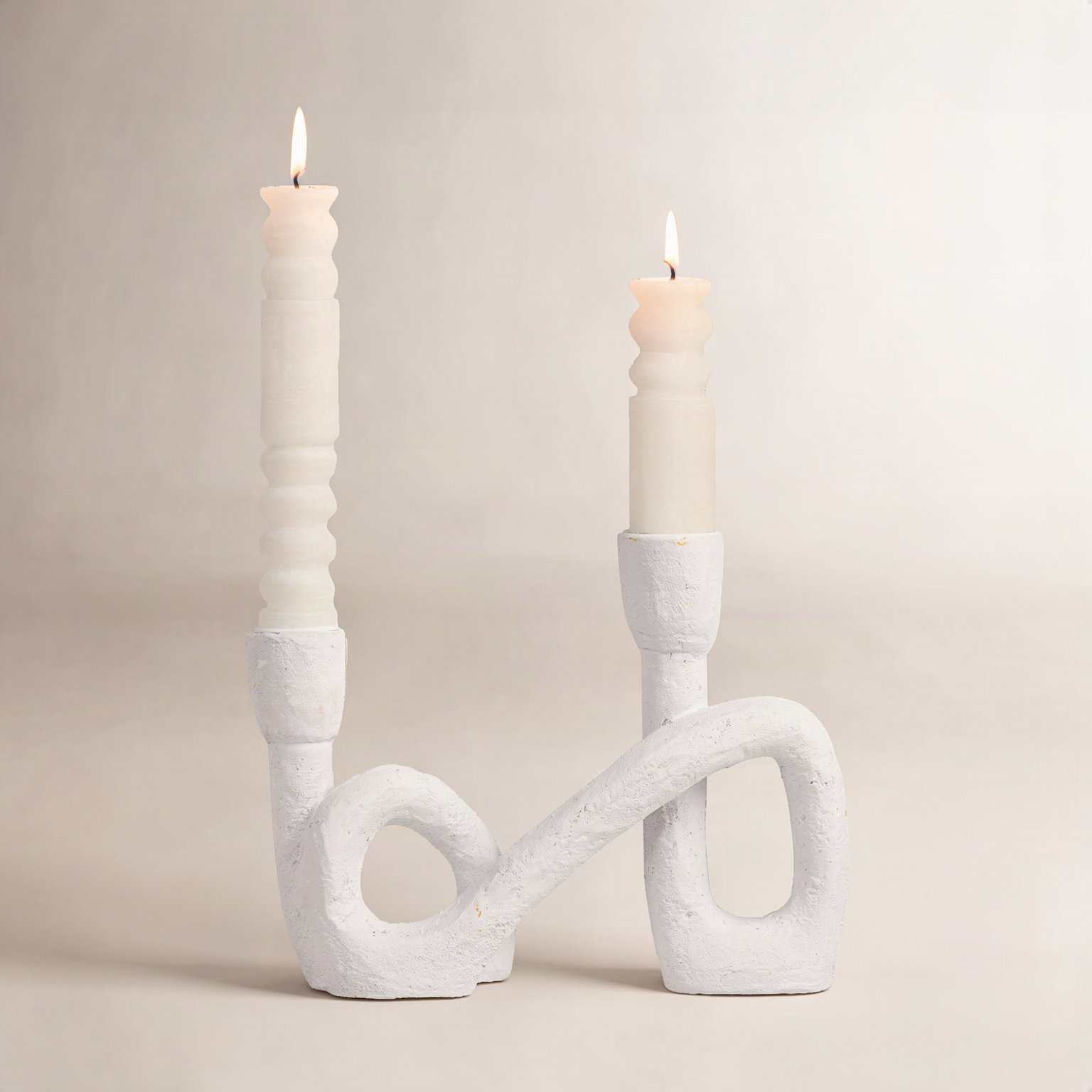 Resin Candelabra, White