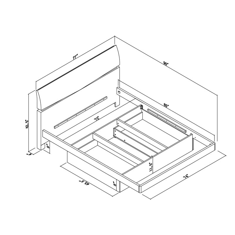 Solid Wood Platform Storage Bed, California King, White