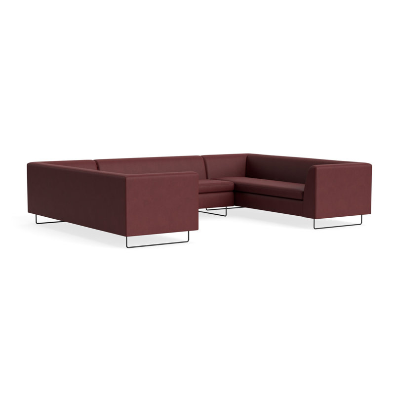 MTO - Bonnie & Clyde U-Shaped Sectional w/ Black Legs, Oxblood Leather