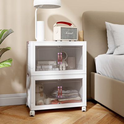 2-Tier Foldable Storage Cabinet – Heavy-Duty PP Plastic Collapsible Organizer for Closet, Bedroom, Garage & Dorm, No Tools Needed, Easy to Store