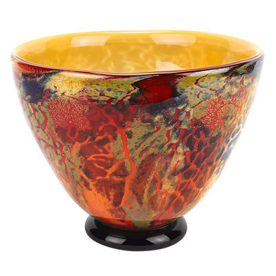 Bol décoratif contemporain en verre Aonghas en jaune / orange / noir