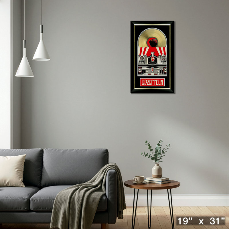 Housse pour musique Led Led Zeppelin encadrée de vinyle doré