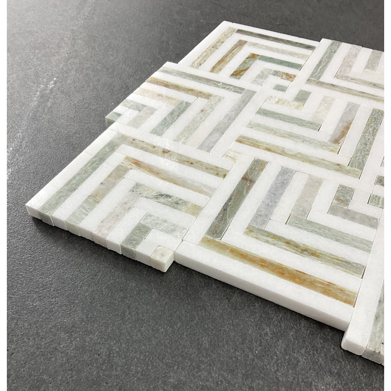 Carreaux de marbre et de sol en marbre blanc Ming Green et Thassos