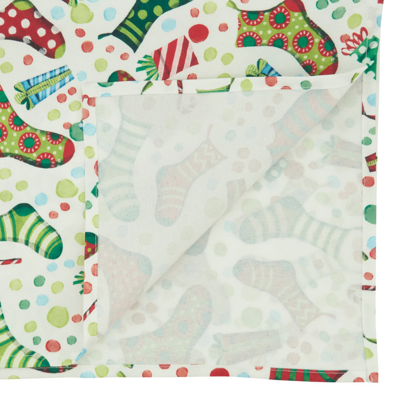 Multicolor Christmas Stockings Polyester Table Runner 16" x 120"
