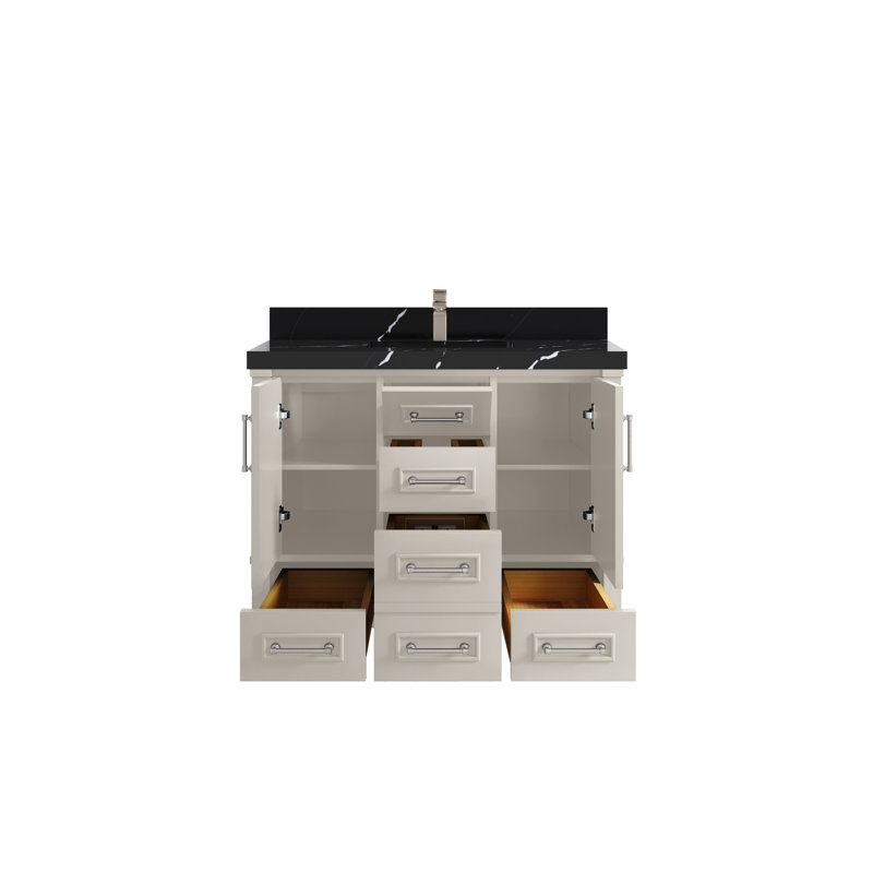 Meuble-lavabo simple avec comptoir 42 po Aberdeen, Noir Calacatta