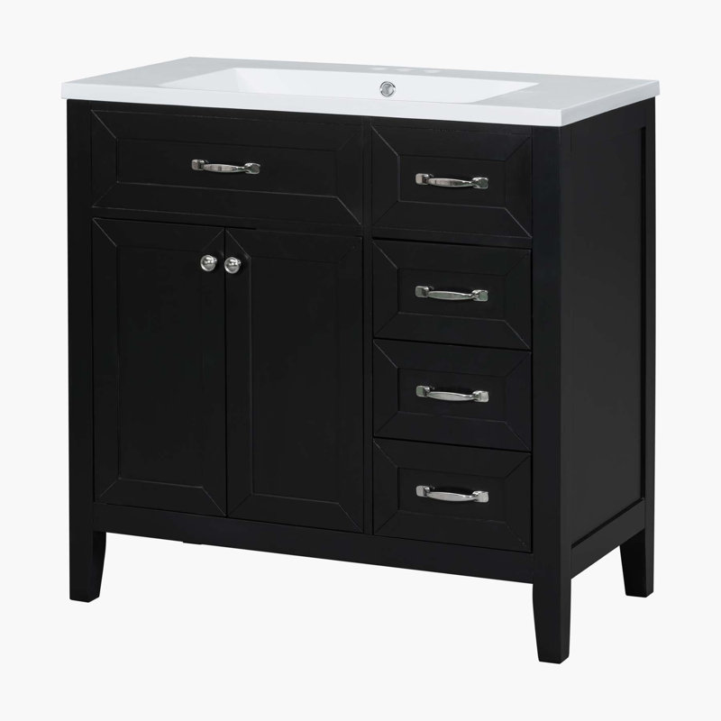 Meuble-lavabo simple l 36 po x P 18 po x H 36 po, Noir