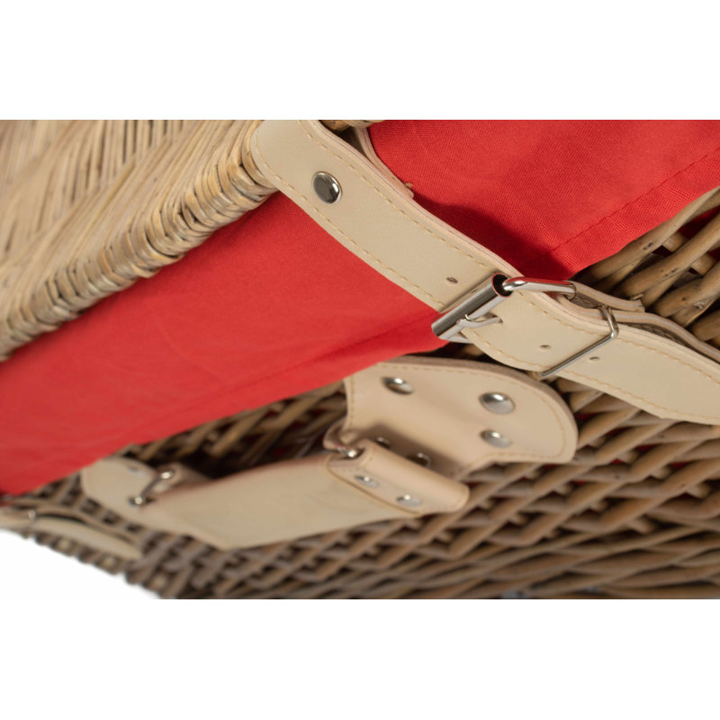 Wicker Hamper with Lining, Antique Wash/Red, 26cm H x 56cm W x 37cm D