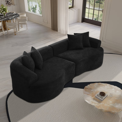 Canapé modulaire incurvé chenille 3 pièces Chenille