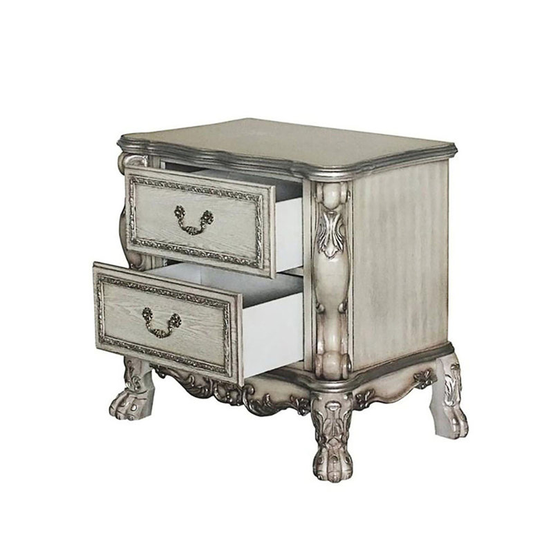 Andrais Mid Century Modern Nightstand, 2-Drawer Nightstand, Luxurious Bedroom Furniture, Antique White