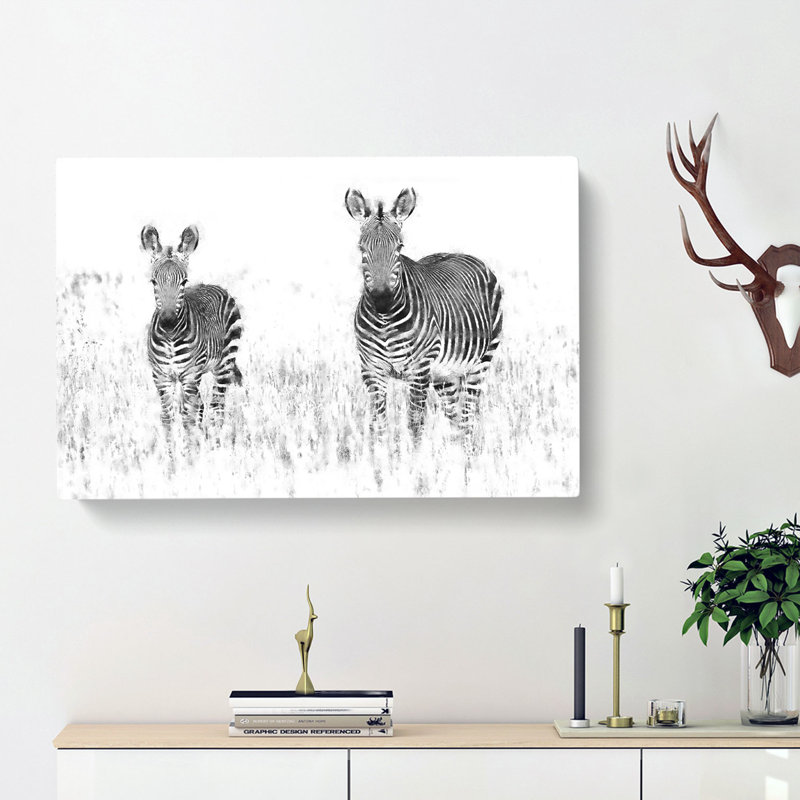 Two Zebras - Wrapped Canvas, 40cm H x 60cm W x 4cm D