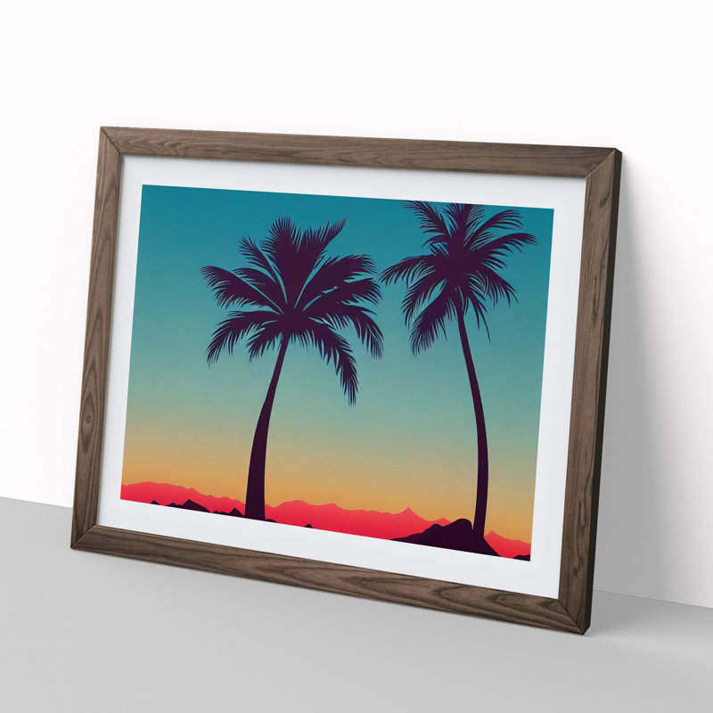 Cool Palm Trees - Framed Print, 25cm H x 34cm W x 2cm D, Walnut
