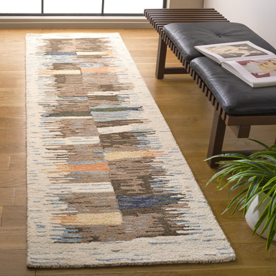 Aninda Ebony Hand Tufted Wool/Cotton Abstract Rug in Blue/Brown