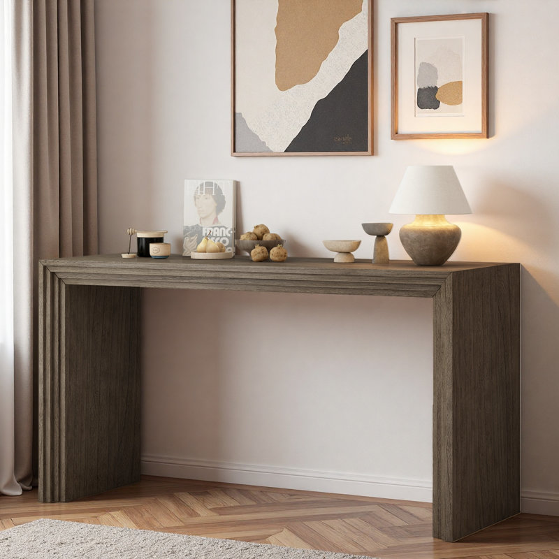 Console de style moderne avec un design rayé unique, Naturel