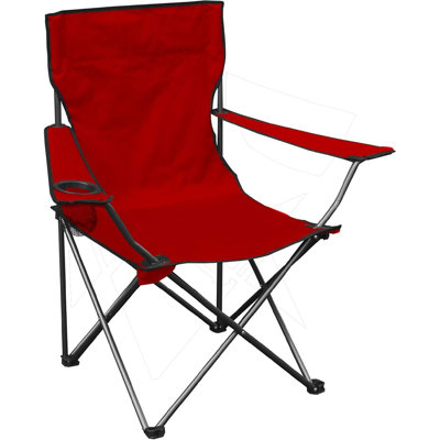 Quik Shade Chair Portable Folding Chair With Arm Rest Cup Holder And Carrying And Storage Bag, Red