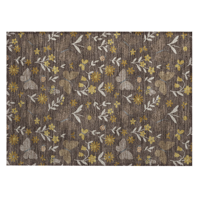 Machine Washable Indoor/Outdoor Chantille ACN2618 Kids Rug, Fudge, 1'8" x 2'6"