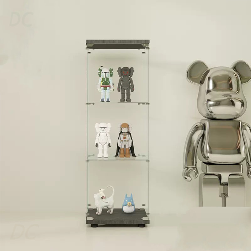 Vitrine à une porte avec 3 tablettes, noir et buffet, Noir