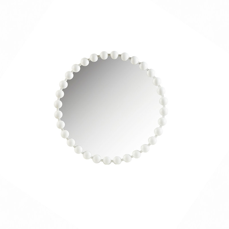 Miroir mural perlé, 27 po x 27 po, Blanc