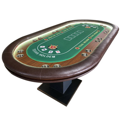Table de poker 96 "de qualité supérieure pour jeux de casino à 10 joueurs avec porte-gobelets à DEL à intensité variable, vert