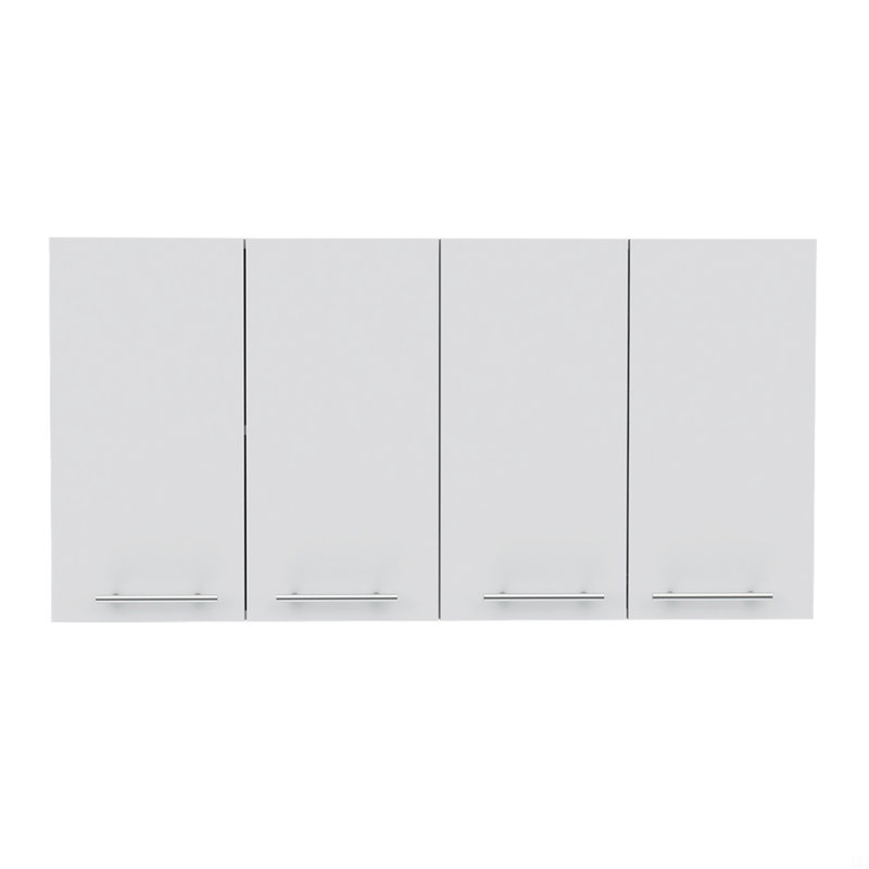 Armoire murale H 24 po, quatre portes, avec deux tablettes internes, Blanc