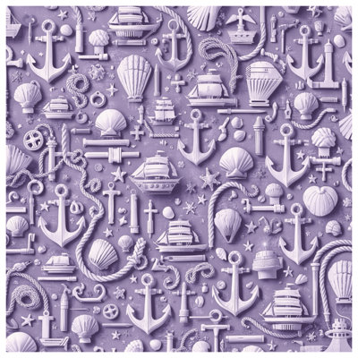 Tapisserie murale «Nautical Elements Anchors Shells» - Décoration murale nautique
