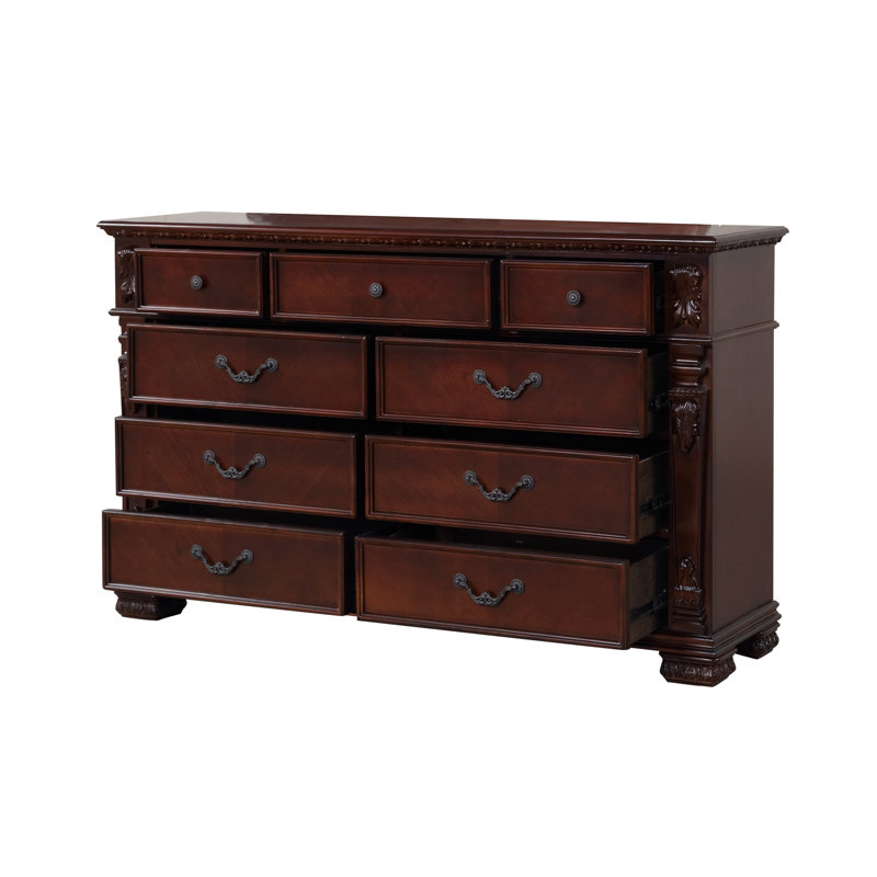 Commode 9 tiroirs Lyndon G09400-D, cerise