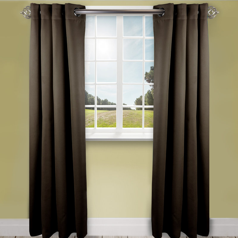 Panneau de rideau simple obscurcissant synthétique avec œillets Polen Drapery, 150 po x 96 po, Taupe