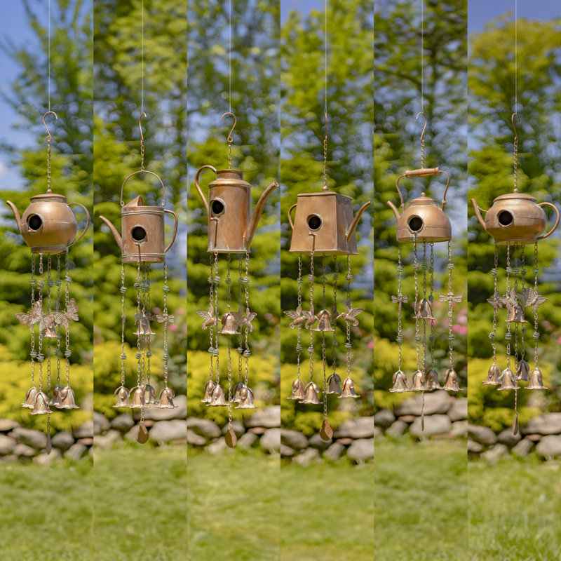36" Long Rectangular Teapot Birdhouse Wind Chimes