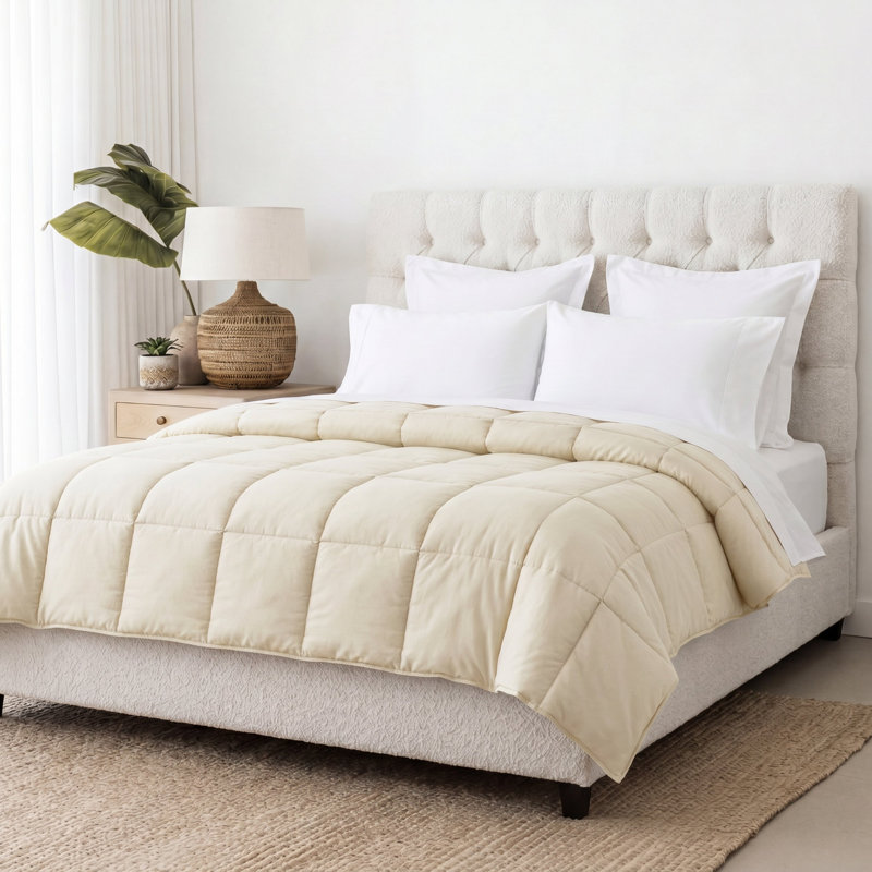 Grand Down All-Season Reversible Down Alternative Comforter-Plush & Hypoallergenic, Ivory, Queen Comforter