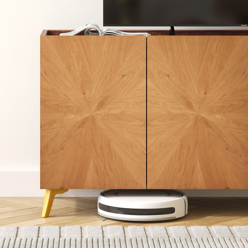 Dextrus 63'' Oak Sideboard Buffet with Gold Legs