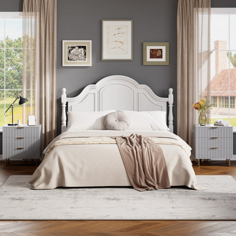 Commode de rangement cannelée 3 tiroirs, Gris