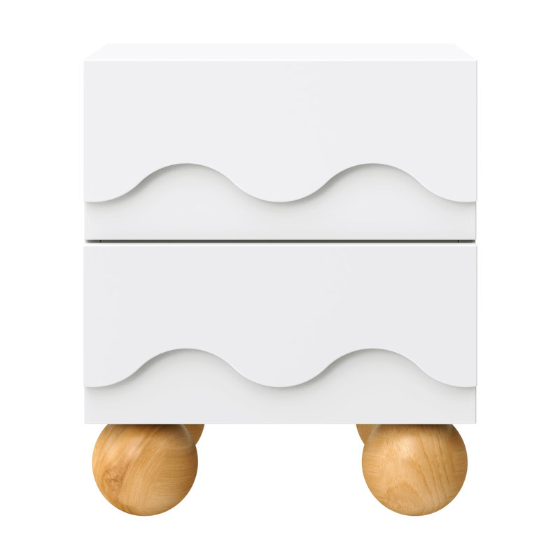 Lido Wave Assembled Nightstand, White/Honey