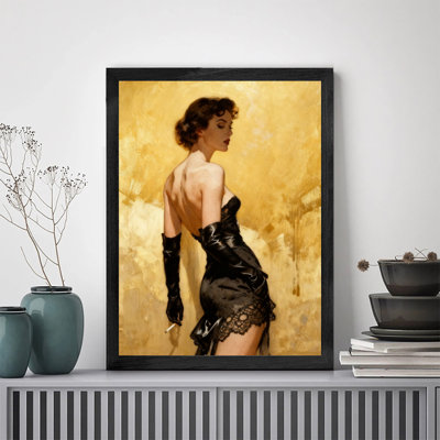 Art encadré noir, femmes qui fument à chaud et épicées, art rétro