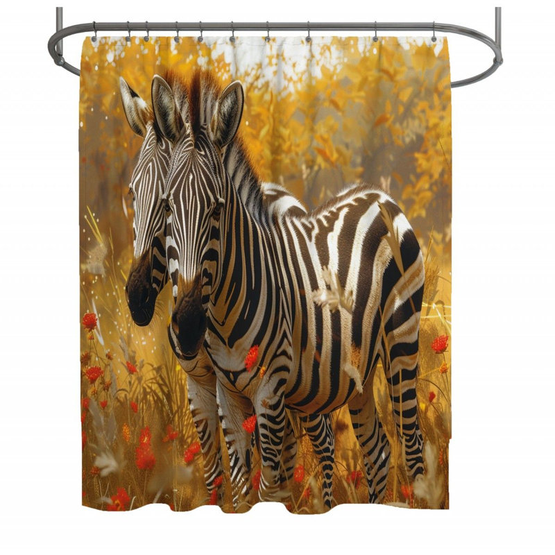 Zebra Animal Bathroom Shower Curtain, 70" W x 93" L