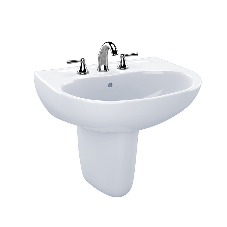 Supreme® Vitreous China U-Shaped Wall Mount Bathroom Sink with Overflow