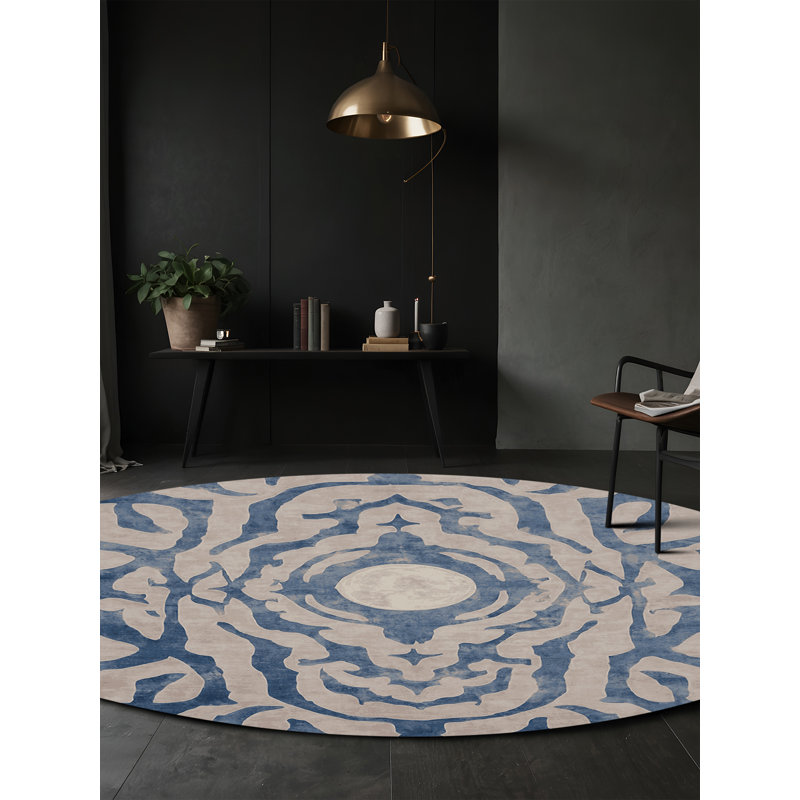 Machine Washable Gray Area Rug, Round 8'