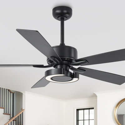 Ventilateur de plafond à DEL 52cc à intensité variable 3CCT avec télécommande et minuterie de moteur CC réversible à 6 vitesses 4 "/ 10"
