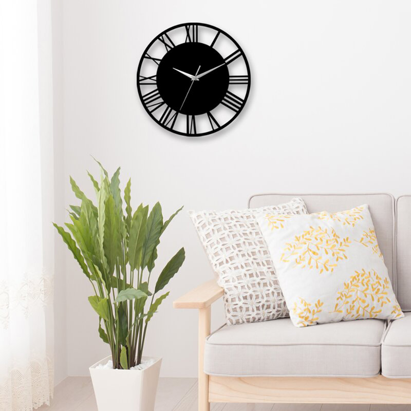 Spataro Solid + Manufactured Wood Wall Clock, Black