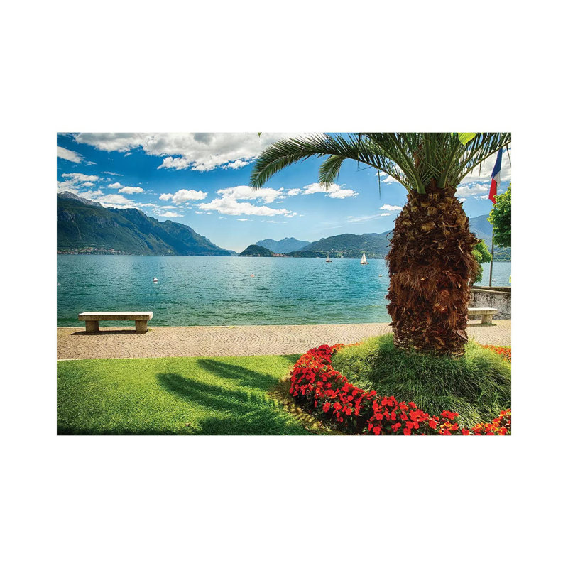 Scenic View Of Lake Como From Park, Maggiore, Lake Como, Lombardy, Italy by George Oze - Wrapped Canvas Print