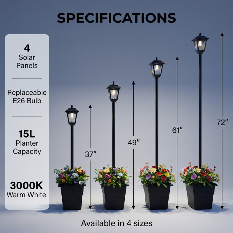 71" Solar Lamp Post (Full) with Planter