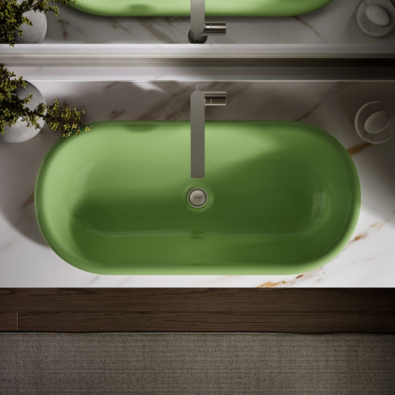 Iron Plains 33 In. Oval Drop-In / Undermount / Vessel Bathroom Sink, Fresh Green
