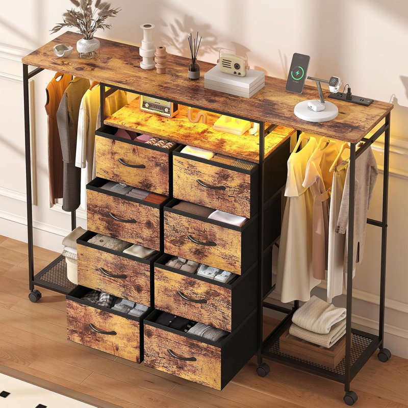 59.1 " W 8 - Drawer Dresser, Rustic Brown