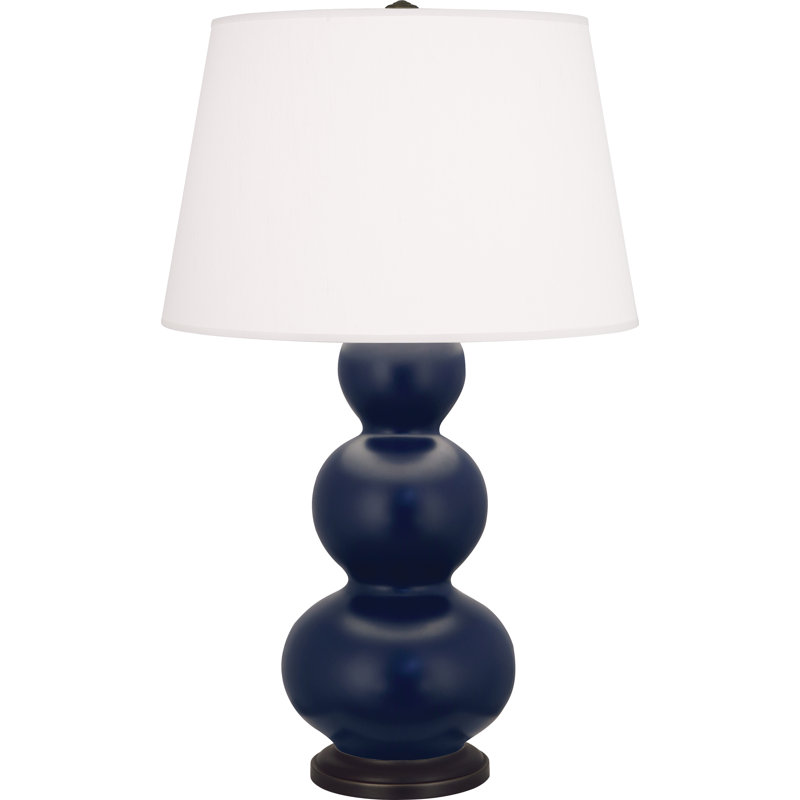 Triple Gourd Table Lamp, Deep Patina Bronze, Matte Midnight Blue